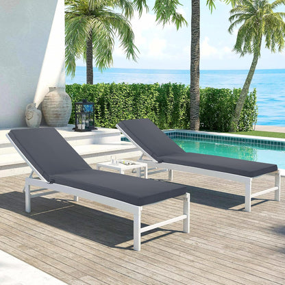 Chaise Lounge Cushions Outdoor Set of 2 - Waterproof and Fade Resistant Sun Lounger Replacement