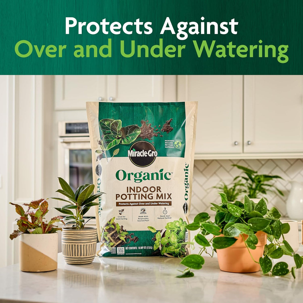 Miracle-Gro Organic Indoor Potting Mix, Protects Against Over and Under Watering, for Indoor