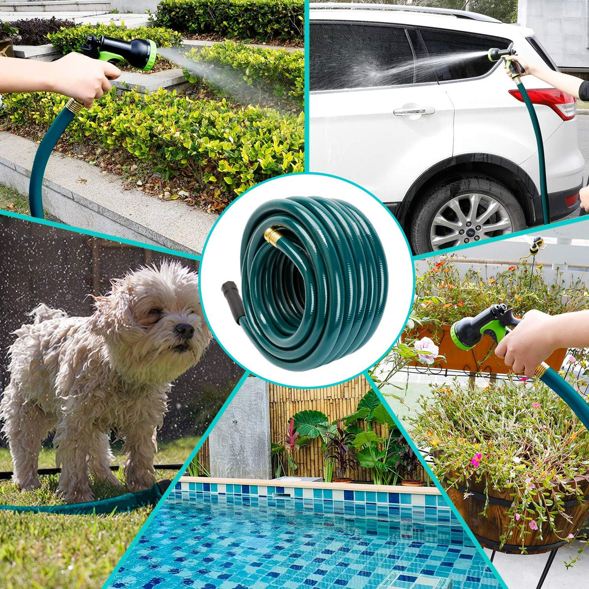 Worth Short Lead-in Green Garden Hose 5/8 in. x 12 ft. -Kink Free, No Leaking, Male/Female Fittings