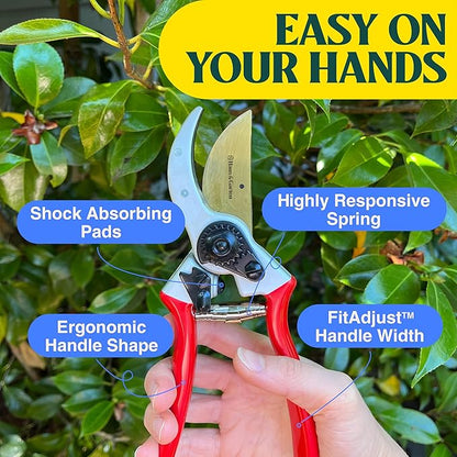 Haus & Garten ClassicPRO 8.5" Professional Premium Titanium Bypass Pruning Shears - Use As Pruners