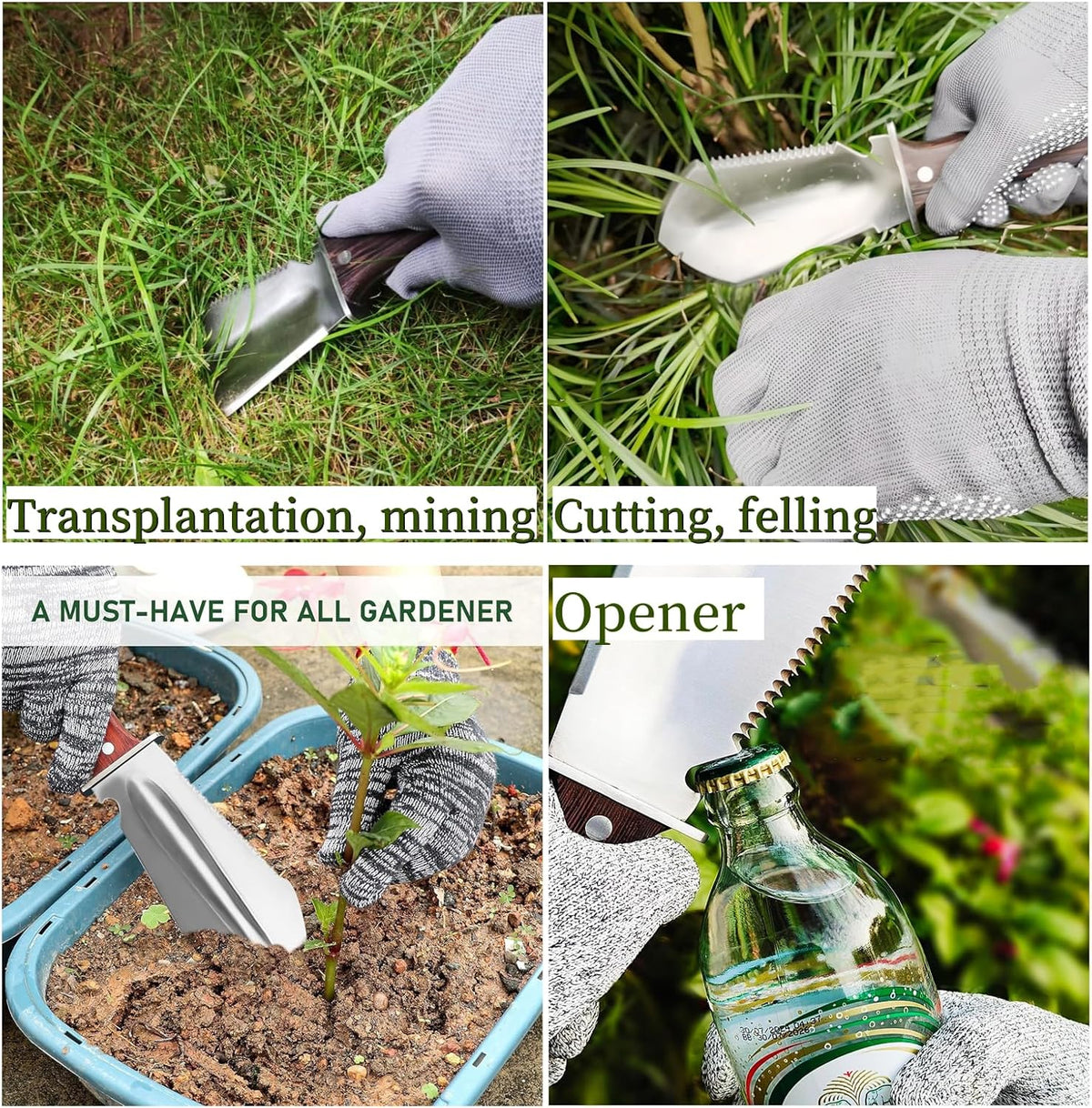Hori Hori Garden Knife, Garden Tools with Sheath for Weeding,Planting,Digging, Stainless Steel