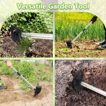 Weed Puller Tool with Long Handle, Hoe Garden Tool Weeding Rake Combo for Uprooting, Garden Hoe
