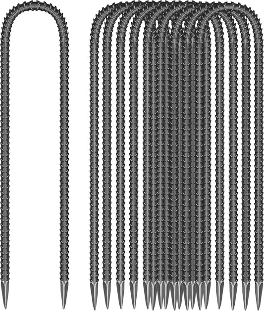 10 Pieces 16-Inch Garden Ground Stakes Galvanized Steel U Shape Hook Rebar Stake - Heavy Duty