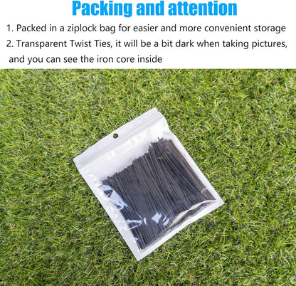 Plastic Black 4" Twist Ties, Reusable Cable Ties,Long Garbage Bag Twist Ties, Trash Bag Coated