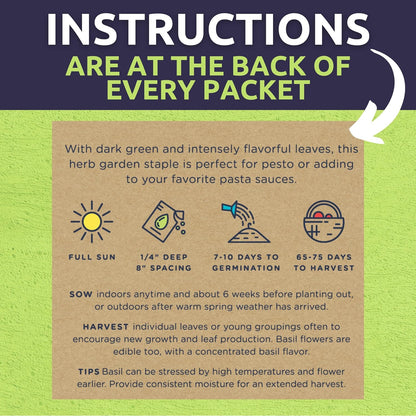 Organic Summer Seeds Variety Pack - 12 Individual Packs - 2025 Season - Basil, Tomatoes, Cucumber