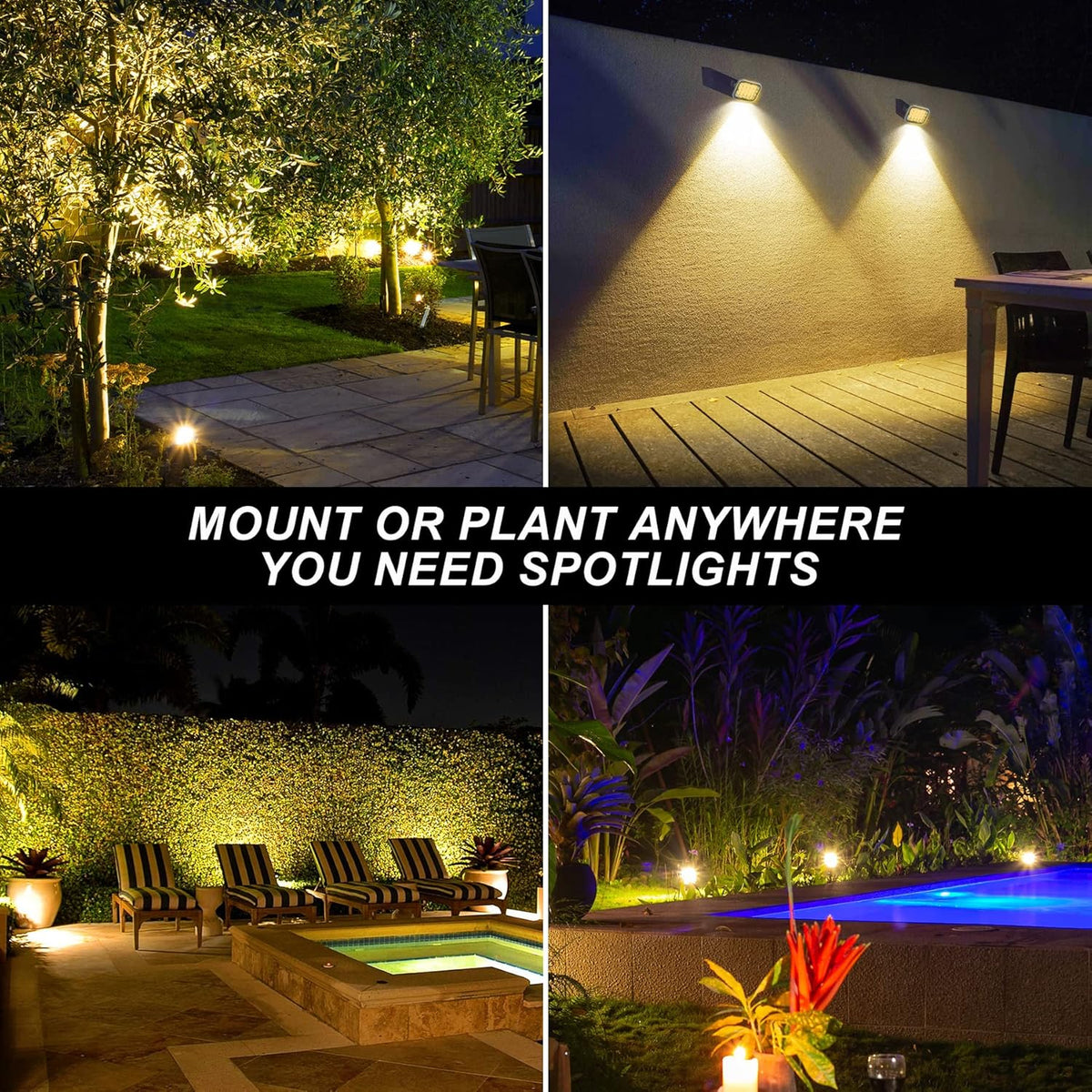 Solar Spot Lights Outdoor, 20 LED IP65 Waterproof Solar Landscape Lights, Dusk-to-Dawn 3000K Warm