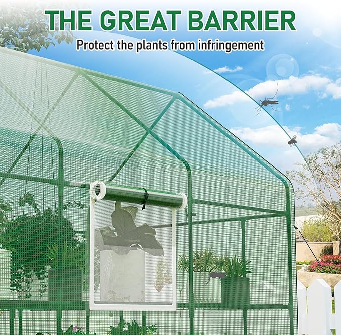 SPECILITE 56×85×77Inch Walk-in Greenhouse, Heavy Duty Small Plant House with Thicken PE Cover and