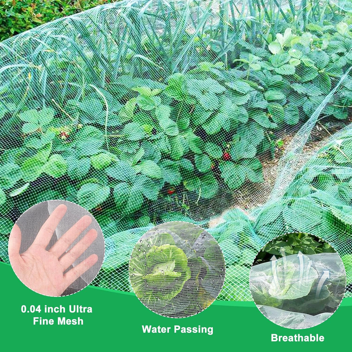 Garden Netting Pest Barrier, 10 X 50FT Insect Netting for Garden Raised Beds, Garden Bug Netting