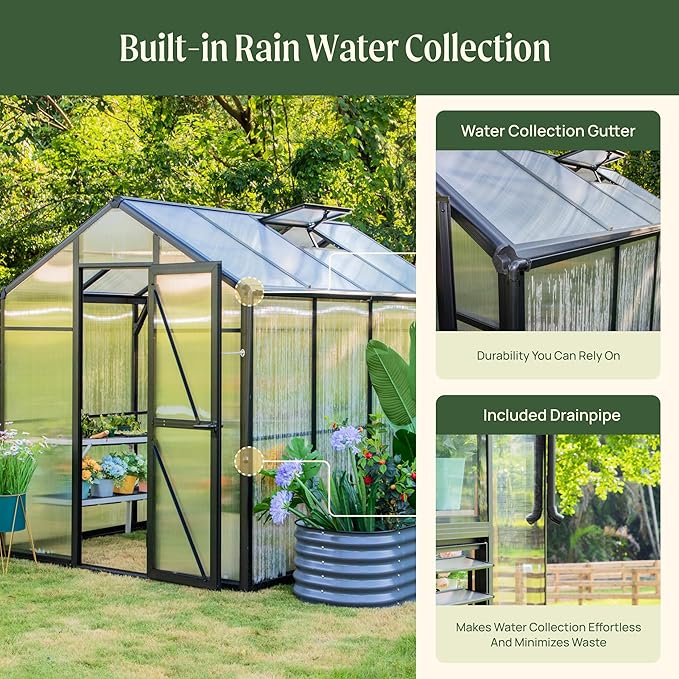 Vego Garden Junior Victorian Greenhouse 6.5 ft – Durable Aluminum Frame with Polycarbonate Panels