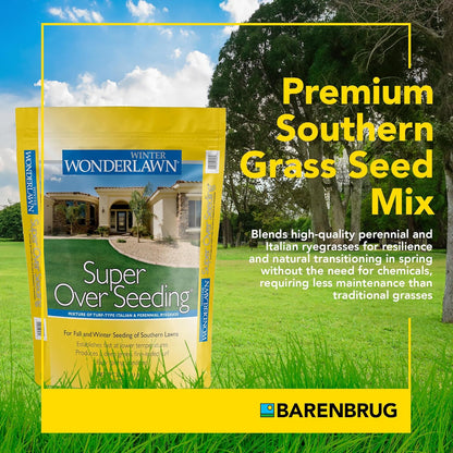 Barenbrug Winter Wonderlawn Grass Seed for Southern Lawns, Fast-Acting Durable Grass Seed Mix for