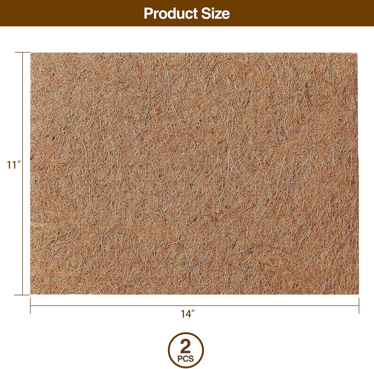 MAXPACE Natural Coconut Coir Liner Sheets - 14x11inch 2 Pcs Coco Fiber for Plant, Planter, Window