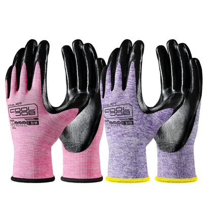COOLJOB 10 Pairs Nitrile Dipped Rubber Coated Safety Work Gloves with Grip, Non-slip Bulk Gardening