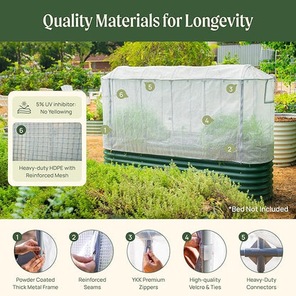 Vego garden Frost Greenhouse Cover System for 2.5' x 9.5' (10 in 1) Garden Bed