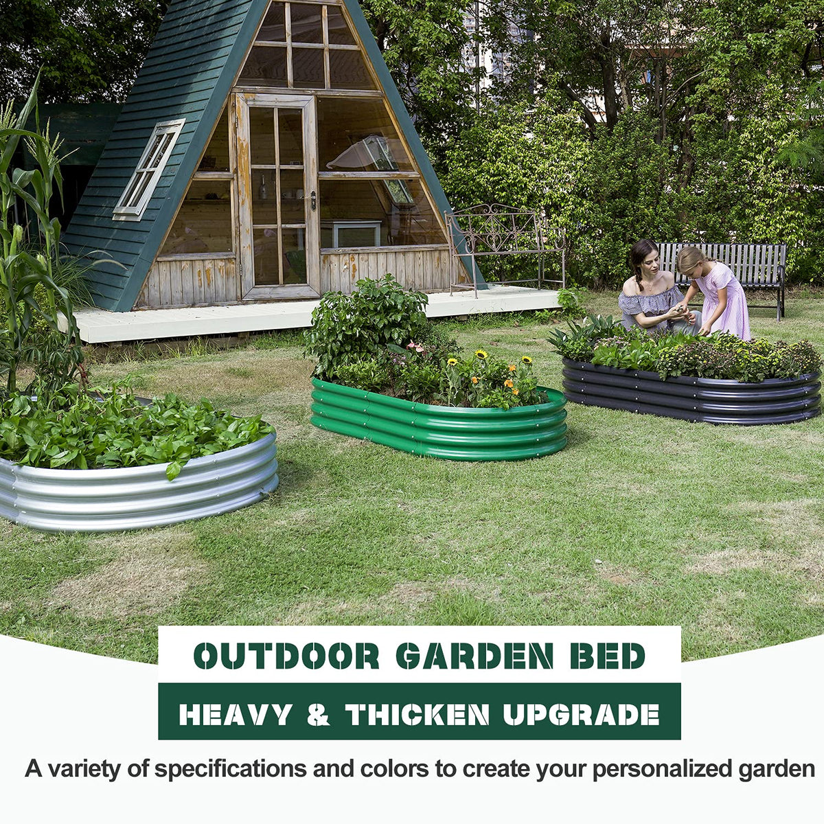 Land Guard Galvanized Raised Garden Bed Kit, Galvanized Planter Garden Boxes Outdoor, Oval Large
