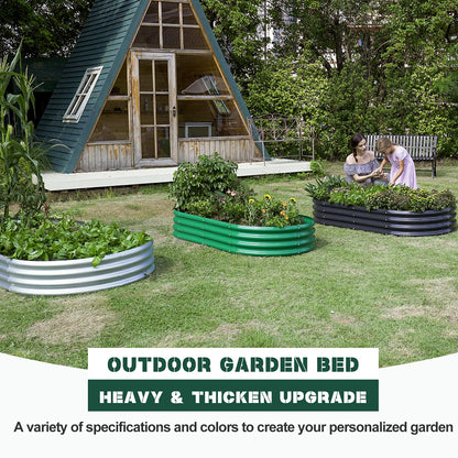 Land Guard Galvanized Raised Garden Bed Kit, Galvanized Planter Garden Boxes Outdoor, Oval Large