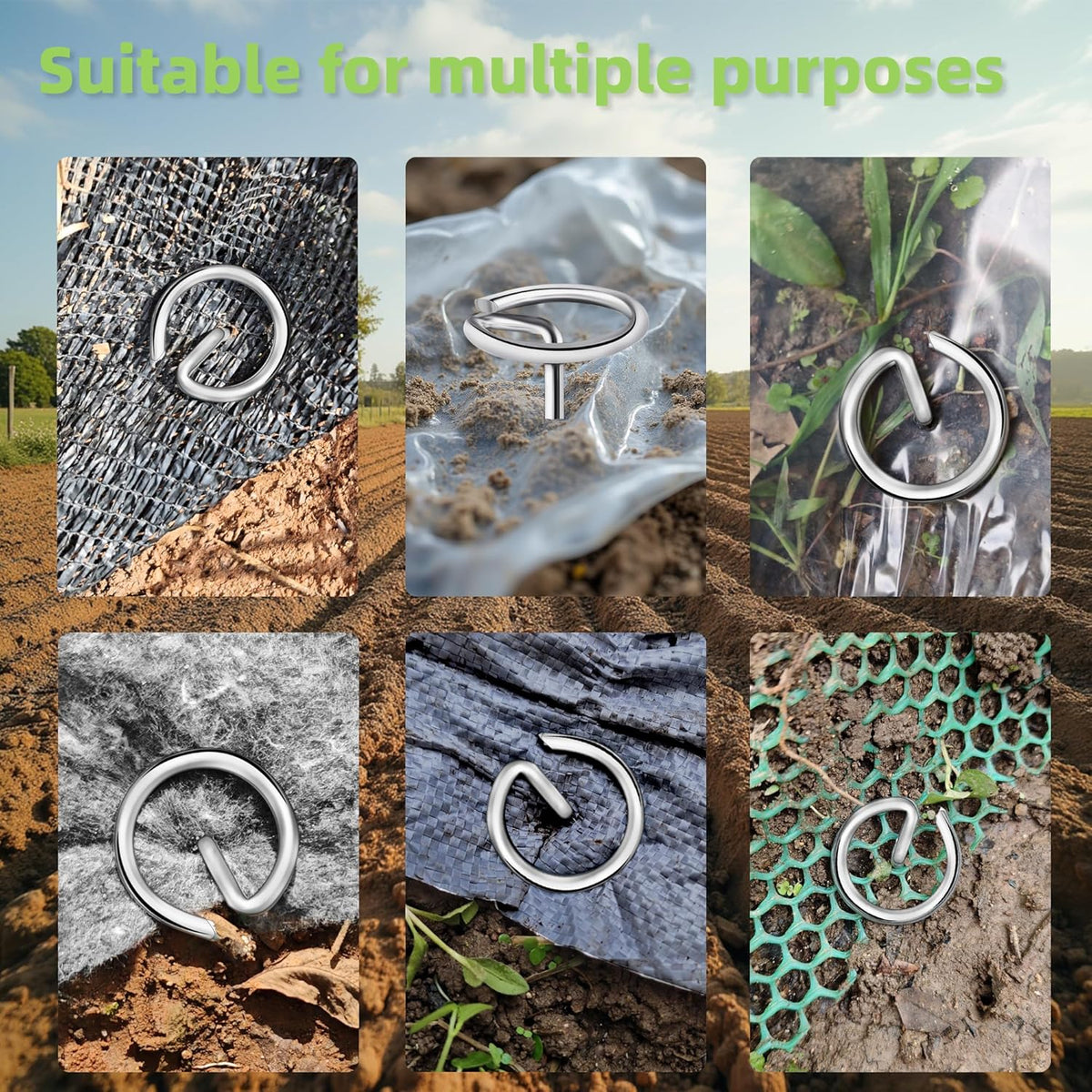 180Pcs Thick 11 Gauge 0.12 in Circle Top Landscape Fabric Pins Hard Holding,6 Inch Galvanized