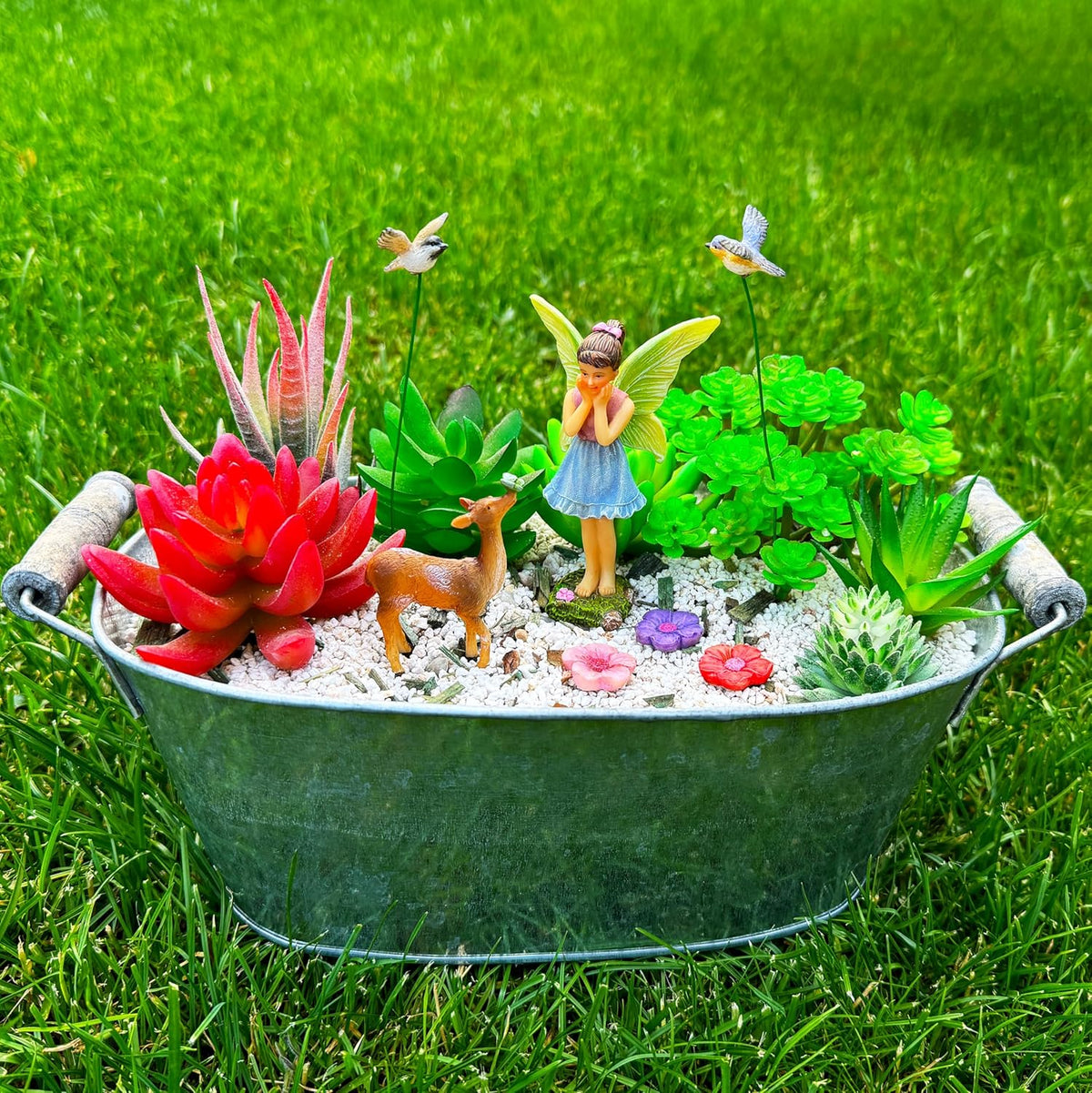 Mood Lab Fairy Garden - Miniature Accessories and Figurines Kit - Deer Set of 7 pcs - for Outdoor