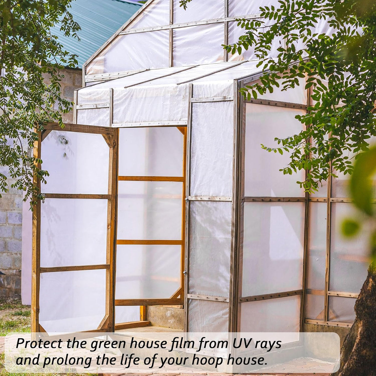 6 Mil Clear Greenhouse Plastic Sheeting,9.8FTx14.8FT Transparent Plastic Film for Greenhouse