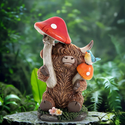 Highland Cow Figurine for Garden Decor,Garden Cow Decor for Outdoor Statues,Highland Cow