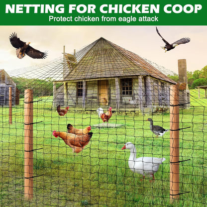 50'x50' with 2" Mesh Bird Netting for Chicken Coop with Bird Scare Tape, Hawk Nettings for Chicken