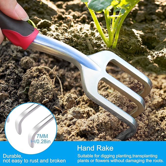 Garden Tool Set, 3 Pieces Aluminum Heavy Gardening Kit Including Hand Shovel, Transplant Shovel and