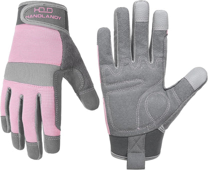 HANDLANDY Women Safety Work Gloves Utility Touch Screen Working Grip Glove for Yardwork Gardening