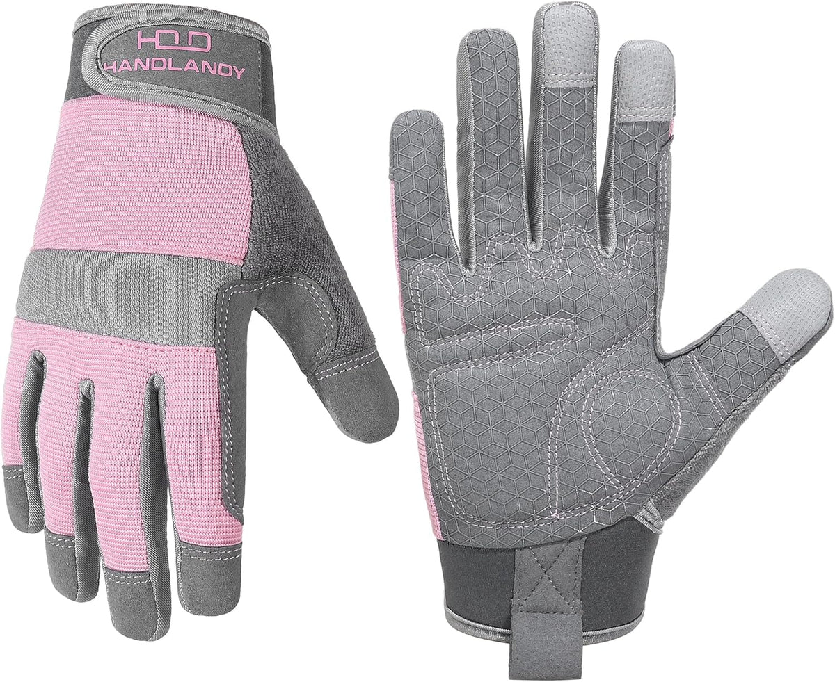 HANDLANDY Women Safety Work Gloves Utility Touch Screen Working Grip Glove for Yardwork Gardening