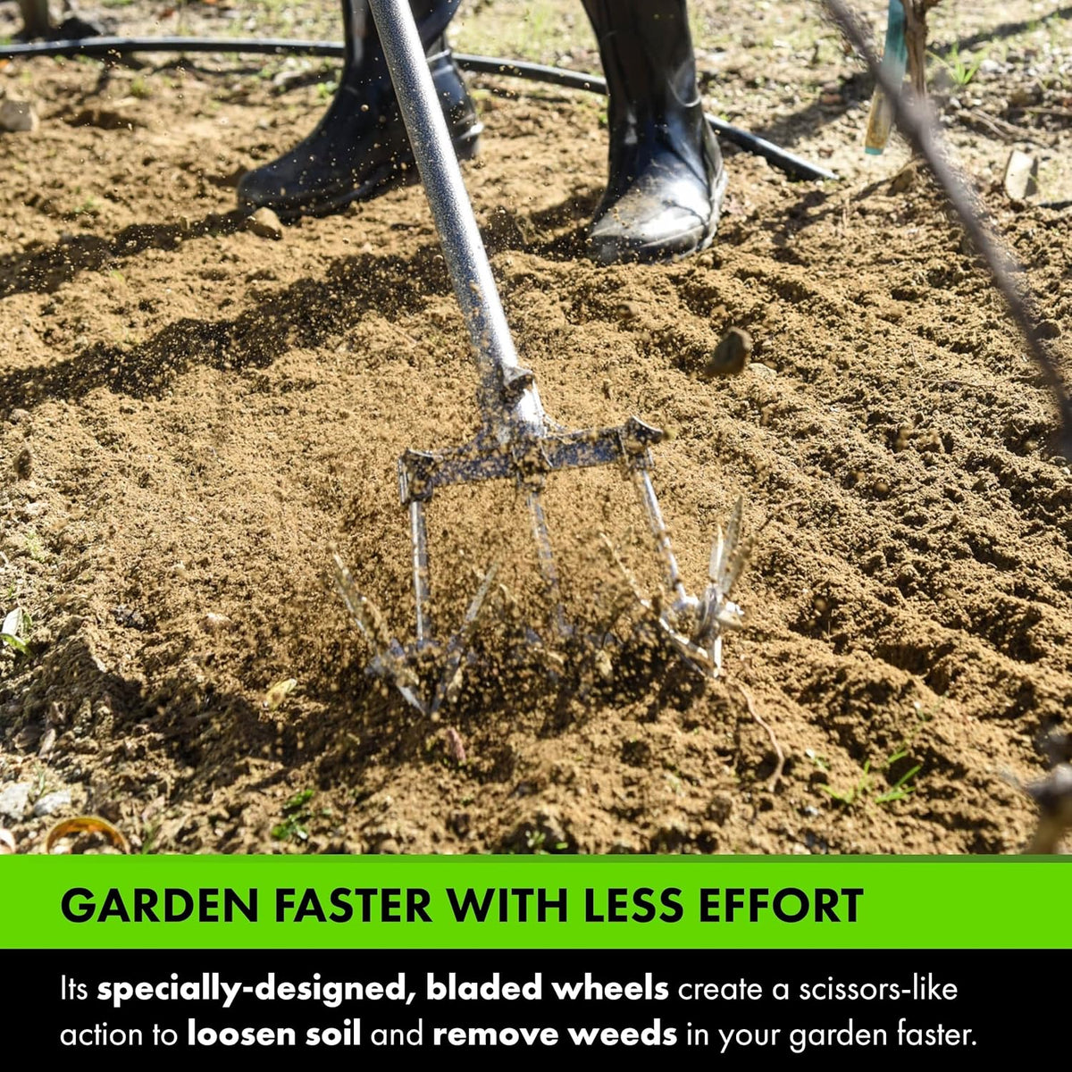 Yard Butler- Rotary Cultivator - Durable Garden Cultivator for Healthy Soil - Customizable Tiller