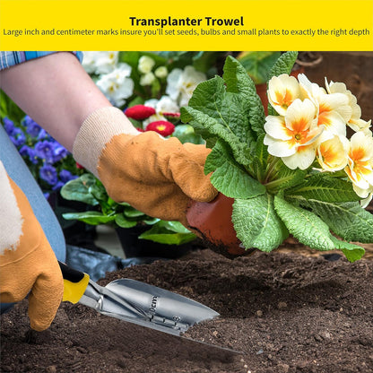 ⭐️ Gardenera 3PC Garden Tool Set with Soft Rubberized Non-Slip Handles - Hand Trowel, Transplant
