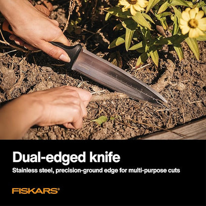 Fiskars Hori Hori Garden Knife with Sheath, Multi-Purpose Heavy Duty Gardening Hand Tool for