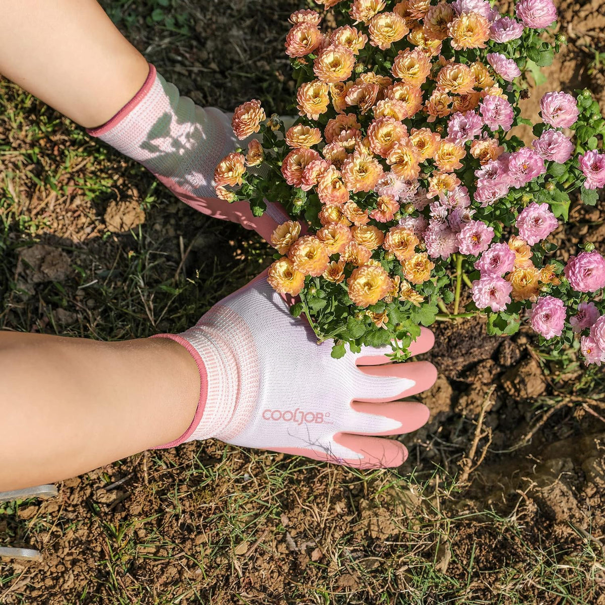 COOLJOB 6 Pairs Gardening Gloves for Women Ladies, Breathable Rubber Coated for Yard Garden