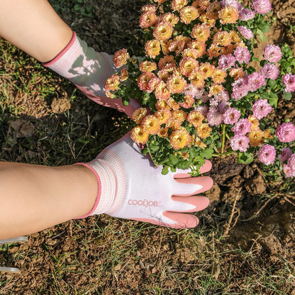 COOLJOB 6 Pairs Gardening Gloves for Women Ladies, Breathable Rubber Coated for Yard Garden