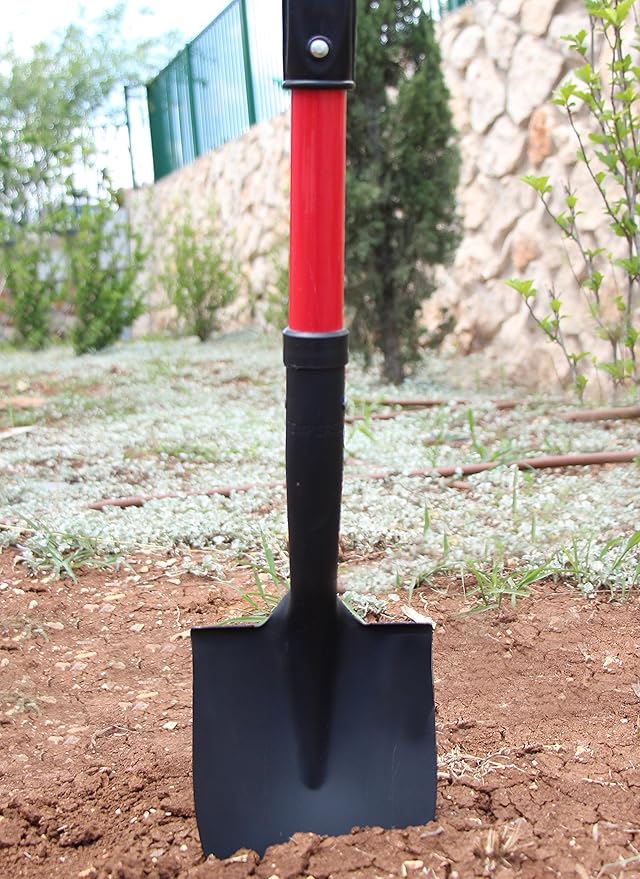 TABOR TOOLS Shovel with Round Point Blade and Comfortable D Grip 20 Inch Fiberglass Handle, Mini