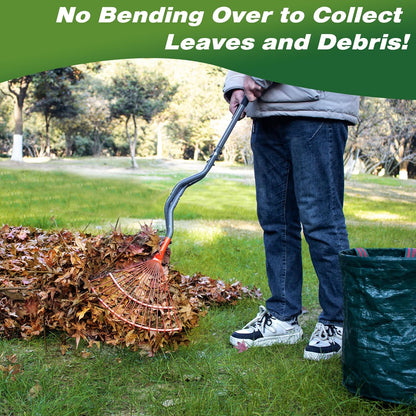 Walensee Leaf Grabber Rake with Long Steel Handle, Heavy Duty Leaf Picker Upper & Garden Claw