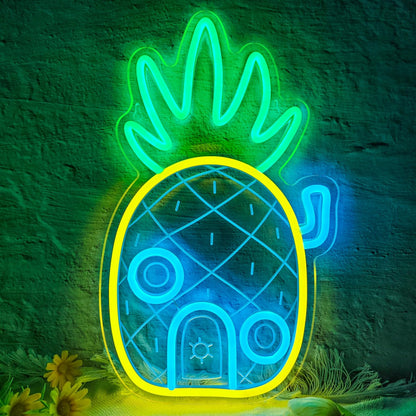 Pineapple House Neon Sign Dimmable LED Under Sea Pineapple Neon Signs for Wall Decor,Ocean Theme