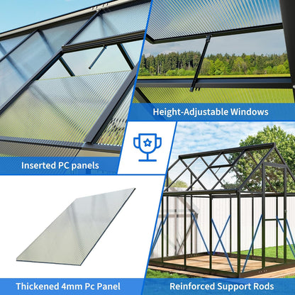 WKM 5.8x7.3 FT Greenhouse for Outdoors, Quick-fit Structure Greenhouse with Window for Ventilation