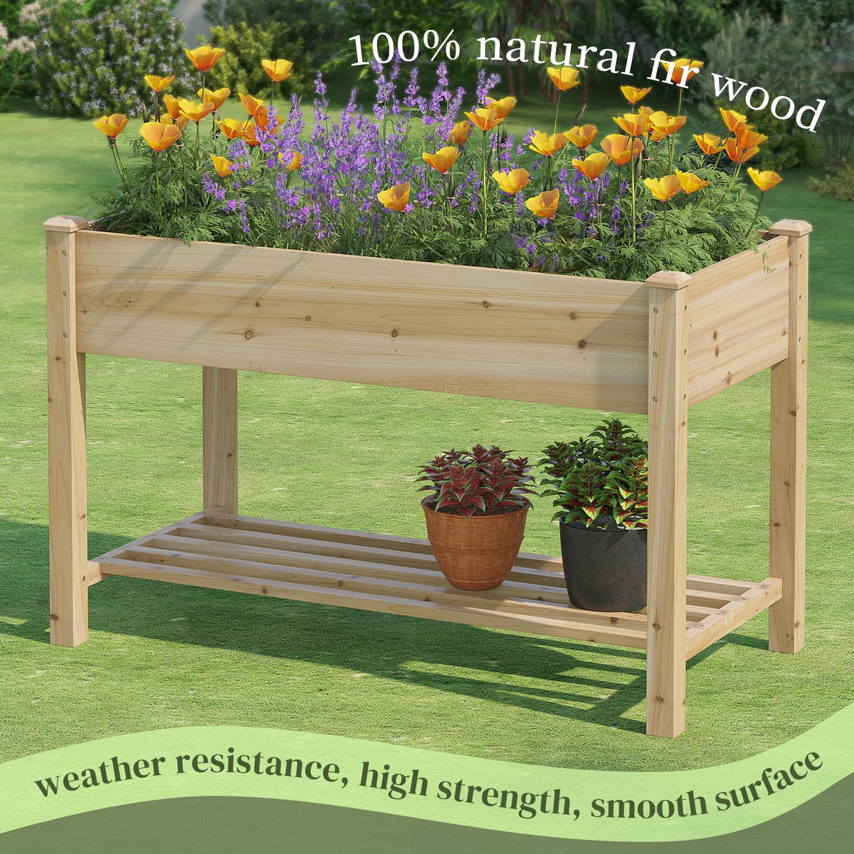Wooden Planter Elevated Wooden Raised Garden Bed with Legs Planter Box