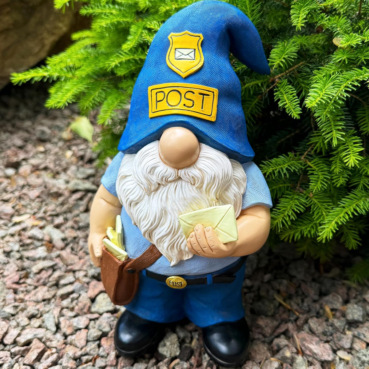 Mood Lab Garden Gnome - Funny Postman Gnome Figurine - 9.25 Inch Tall Lawn Statue - for Outdoor or
