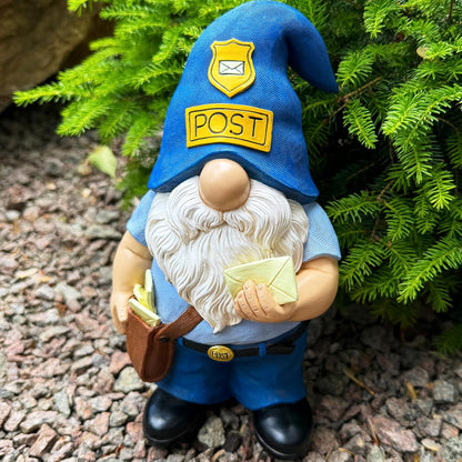 Mood Lab Garden Gnome - Funny Postman Gnome Figurine - 9.25 Inch Tall Lawn Statue - for Outdoor or