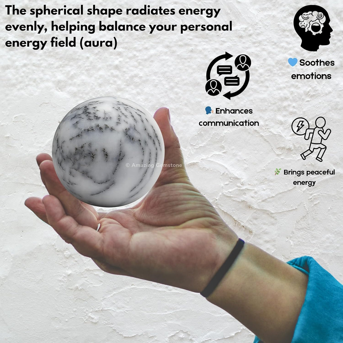 Amazing Gemstone Dendrite Opal Crystal Ball with Stand - 2 Inches Crystal Sphere Meditation Balls