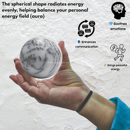 Amazing Gemstone Dendrite Opal Crystal Ball with Stand - 2 Inches Crystal Sphere Meditation Balls