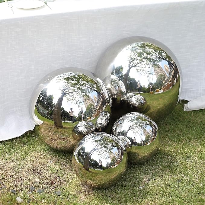 Balsa Circle 16 in Silver Stainless Steel Globe Gazing Reflective Mirror Balls Outdoor Garden Decor