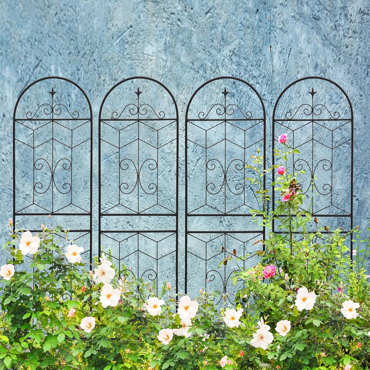 4 Pack Metal Garden Trellis 71" Tall Outdoor Climbing Plant Support for Roses, Flowers, Rustproof