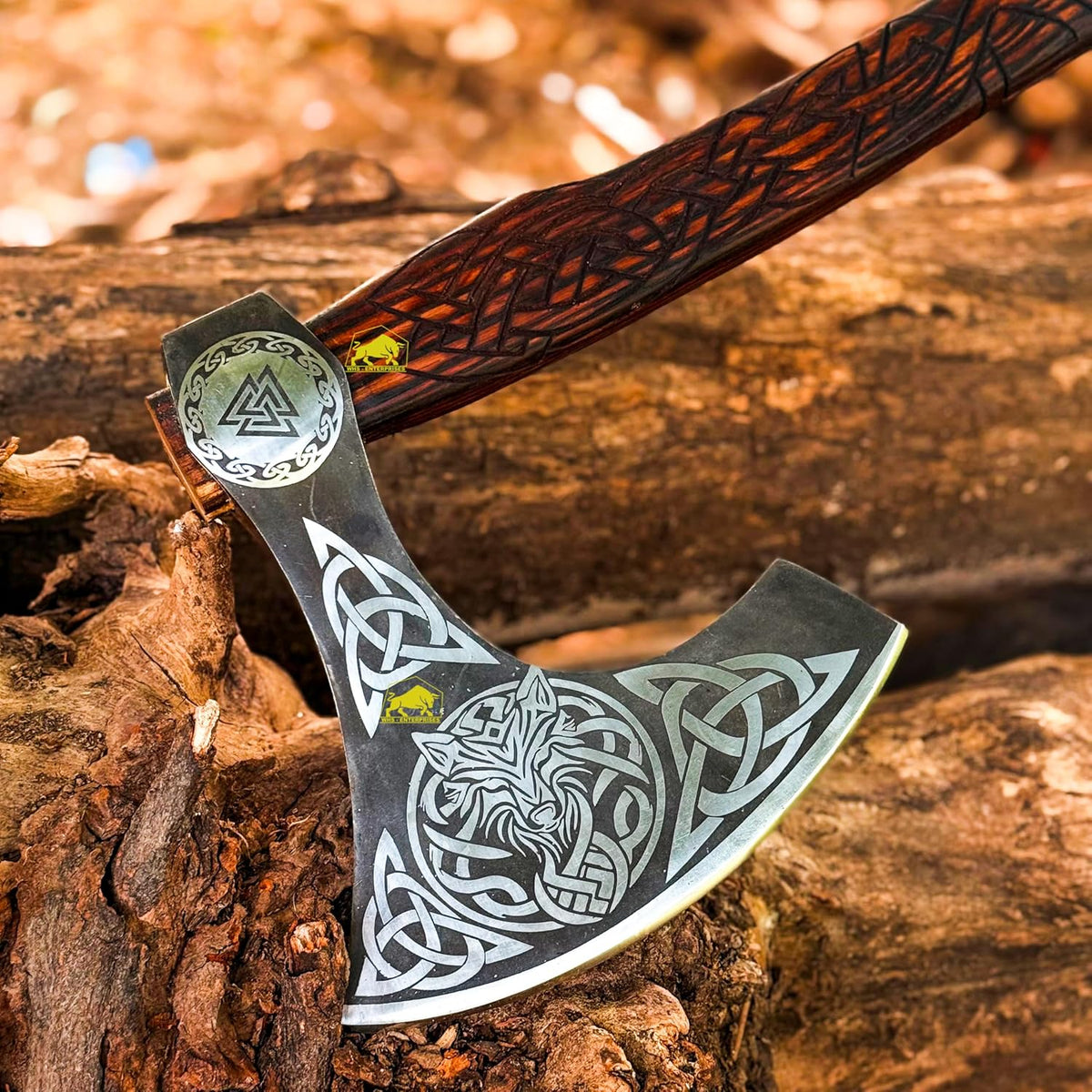 MDM-012 Custom Hand Forged Viking Axe Real Tomahawk Viking Hatchet Beared Camping Axe, 5160 HIGH