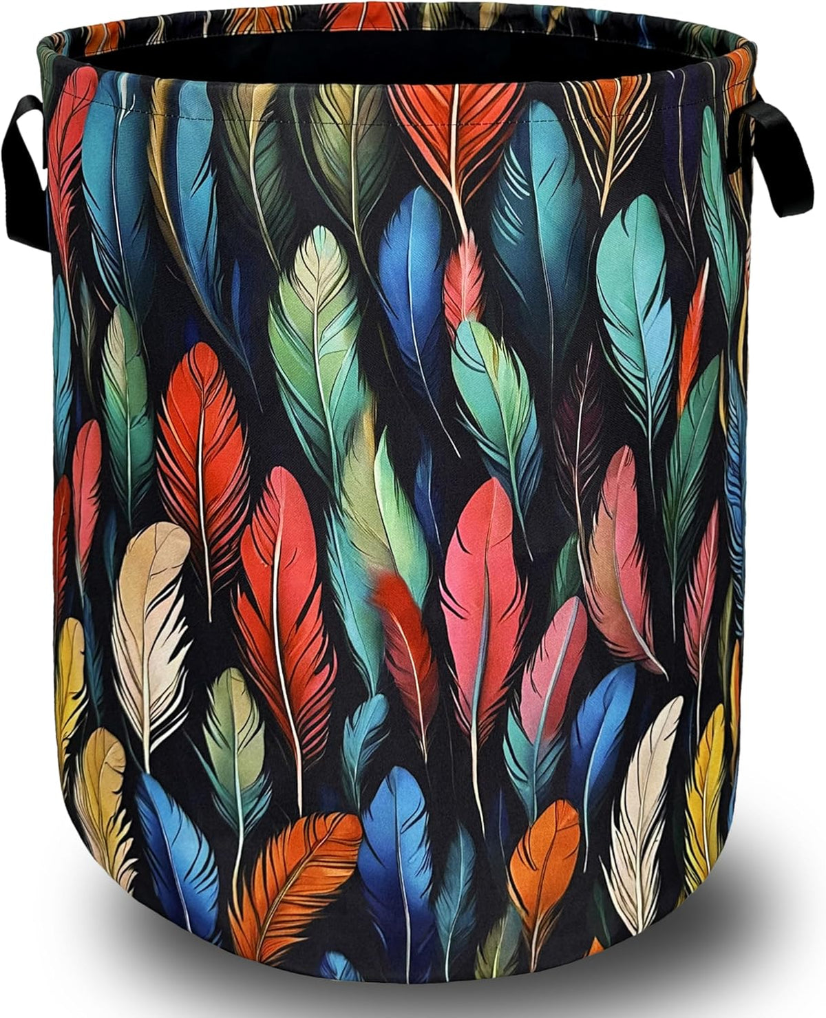 Feathers Laundry Basket Foldable With Handles Funny Tote Bag Oxford Cloth Colorful Feather Laundry