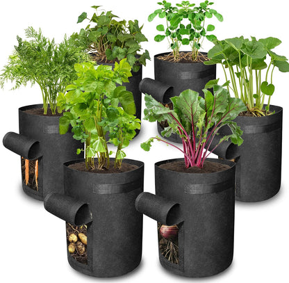 Gardzen 6 Pack BPA-Free 10 Gallon Vegetable Grow Bags with Access Flap and Handles, Suitable for