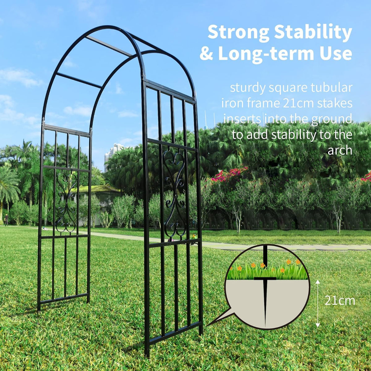Arbors, Curved Metal Endurable Iron Trellis Plants Stand Use for Outdoor Garden Arbor Climbing