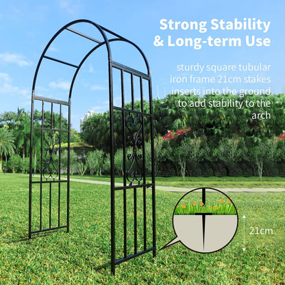 Arbors, Curved Metal Endurable Iron Trellis Plants Stand Use for Outdoor Garden Arbor Climbing