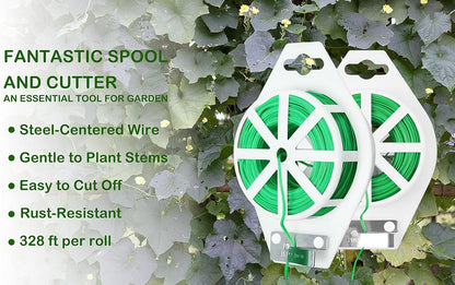 Gardzen 328ft Twist Ties, Reusable Coated Wire Plant Ties with Cutter, Ideal for Sealing Plastic