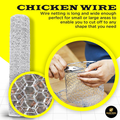 Chicken Wire 18 in x 50 FT x 2” Mesh x 20GA | Poultry Wire Netting | Hot Dipped Galvanised |